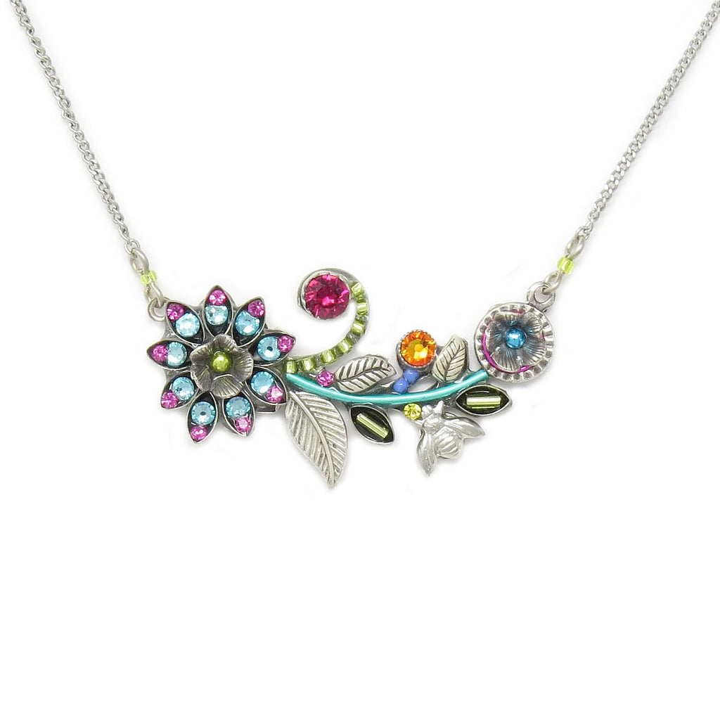 Multi Color Botanical Flower Necklace by Firefly Jewelry