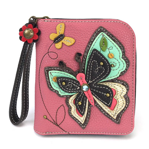 New Butterfly Zip-Around Wallet in Pink