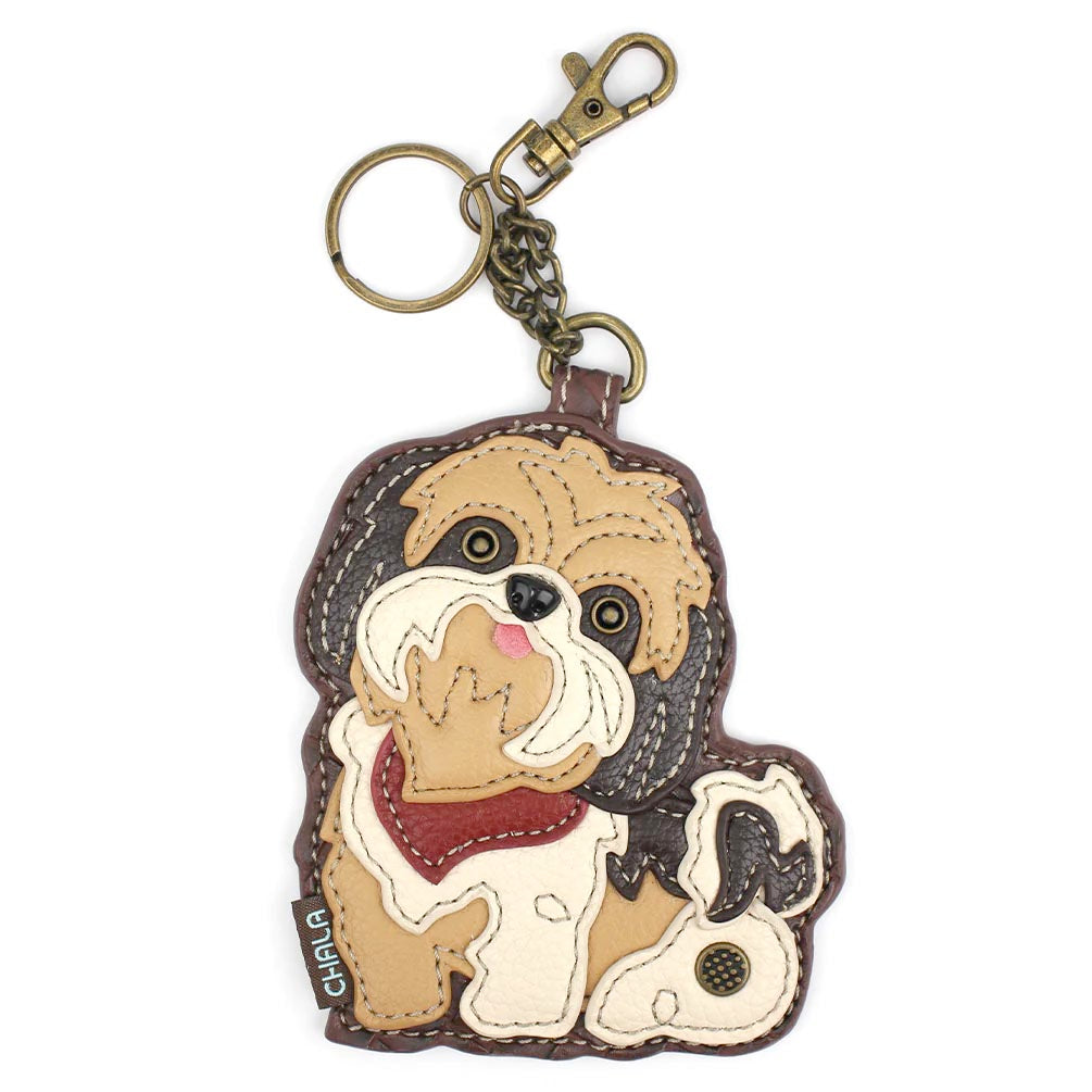 Shih Tzu Coin Purse and Key Chain in Brown