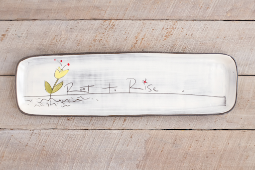 Root to Rise - Yellow Hand Painted Ceramic Long Rectangle Tray