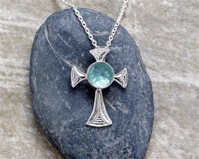 Graceful Cross Roman Glass Necklace
