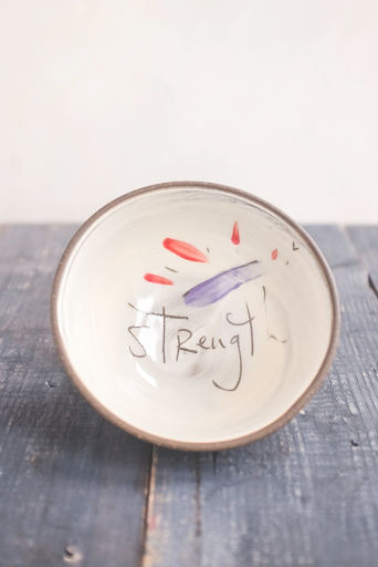 Strength Hand Painted Ceramic Small Bowl
