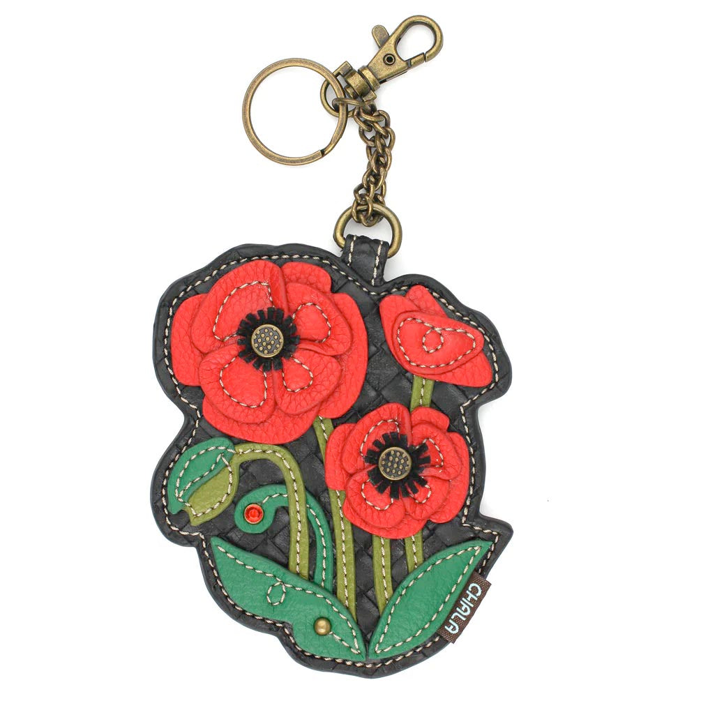 Red Poppy Coin Purse and Key Chain