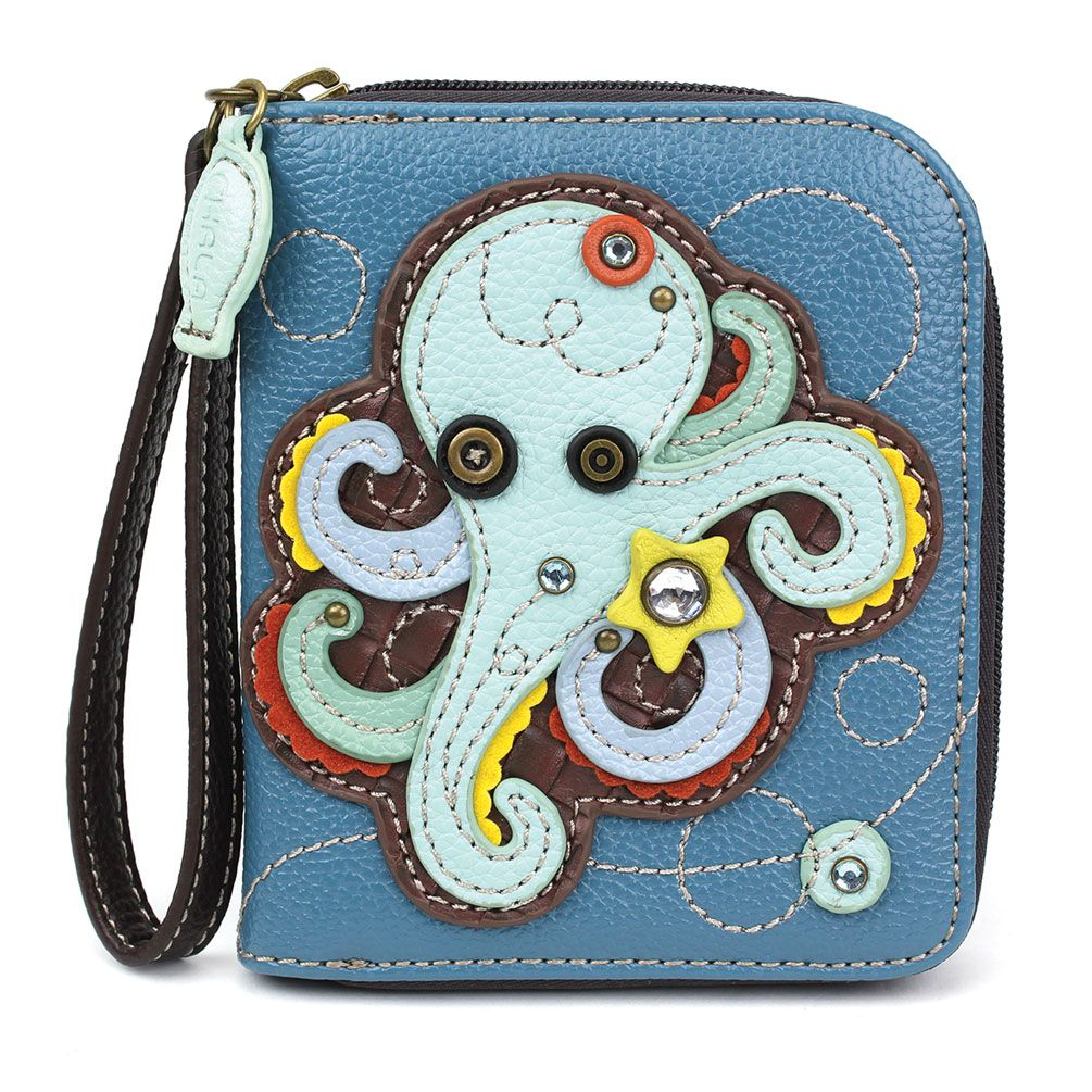 Octopus Zip-Around Wallet in Blue