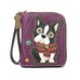 Boston Terrier Zip-Around Wallet in Purple
