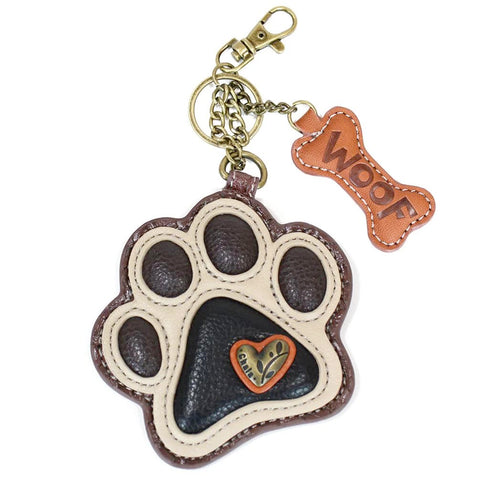 Paw Print Coin Purse and Key Chain in Ivory
