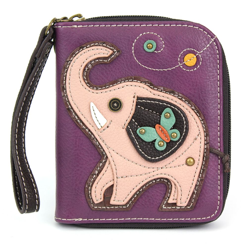 Elephant Zip-Around Wallet in Purple