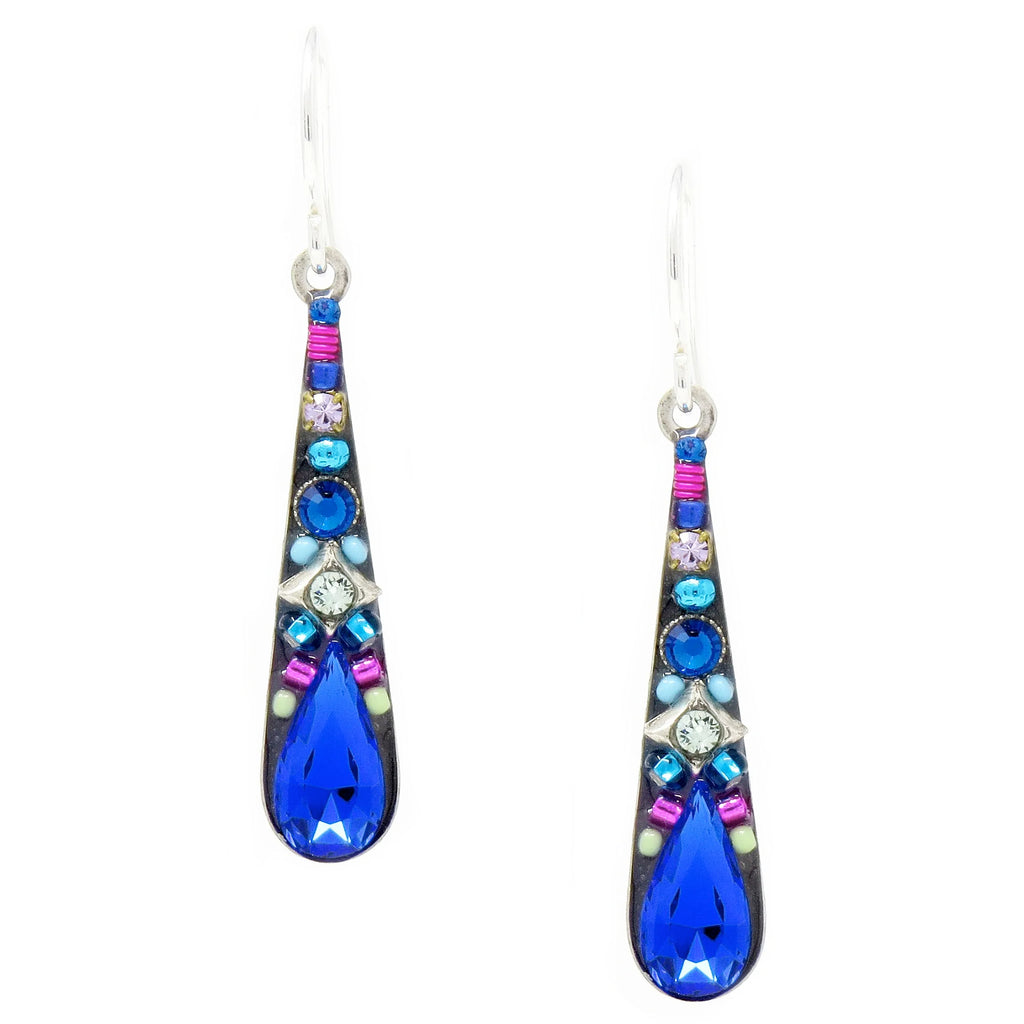 Royal Blue Camelia Medium Drop Earrings by Firefly Jewelry