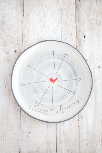 Love All Ways Hand Painted Ceramic Large Round Plate