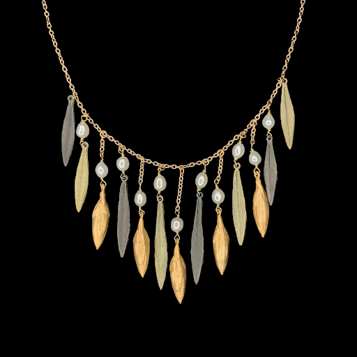 Leaf & Bud 16 Inch Adjustable Statement Necklace by Michael Michaud