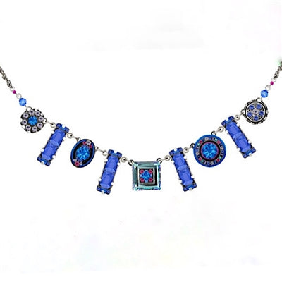 Sapphire La Dolce Vita Oblong Crystal Necklace by Firefly Jewelry