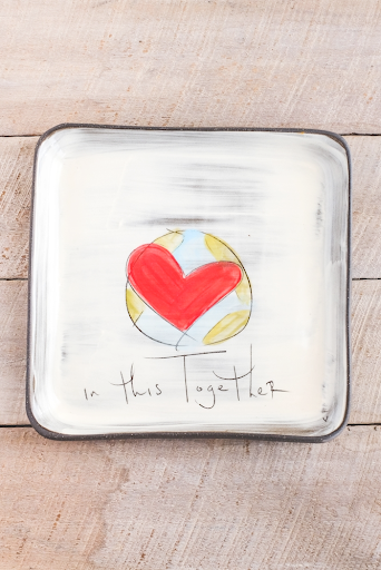 In This Together Hand Painted Ceramic Small Square Plate