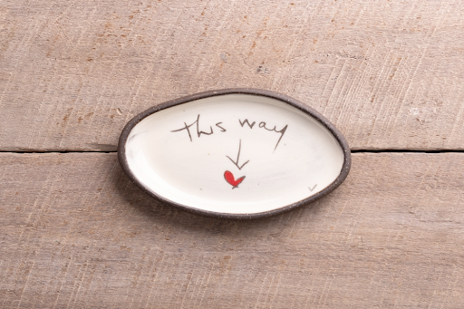 This Way Hand Painted Ceramic Mini Oval