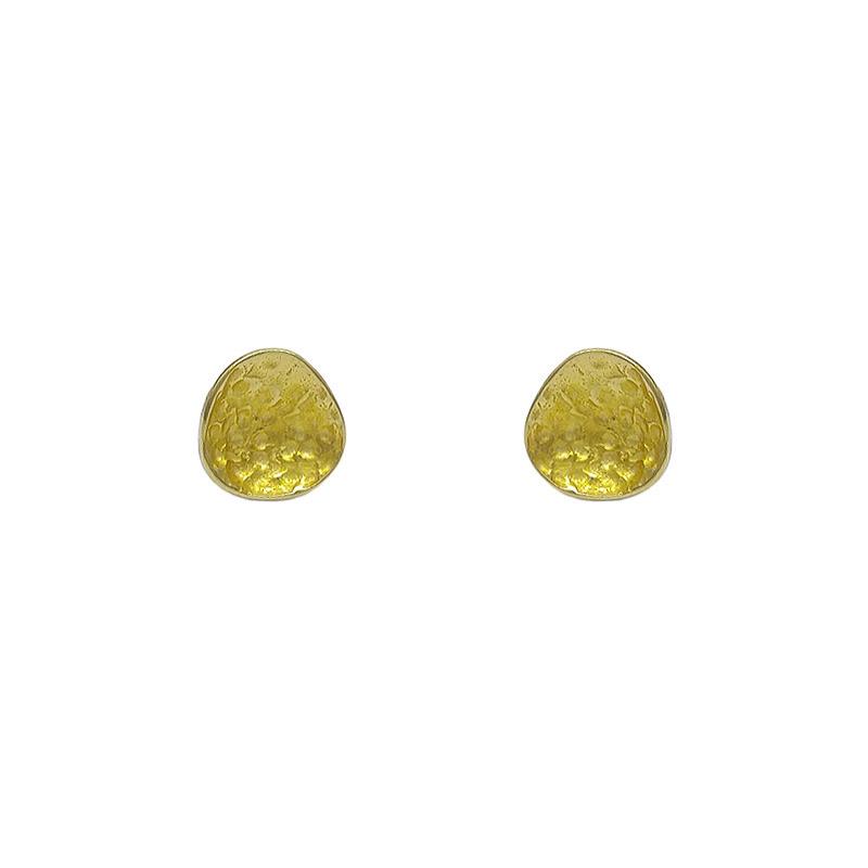 Sterling Silver 18k Gold Round Concave Stud Earrings