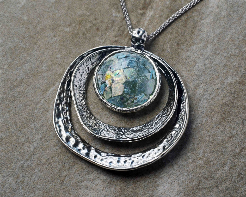 Large Round Roman Glass Necklace