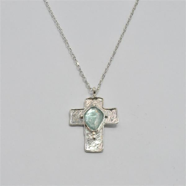 Cross Washed Roman Glass Necklace