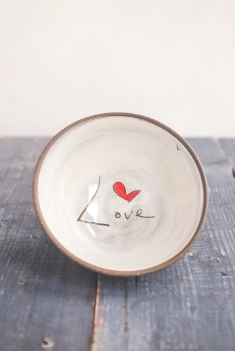 Love (Word) Hand Painted Ceramic Small Bowl