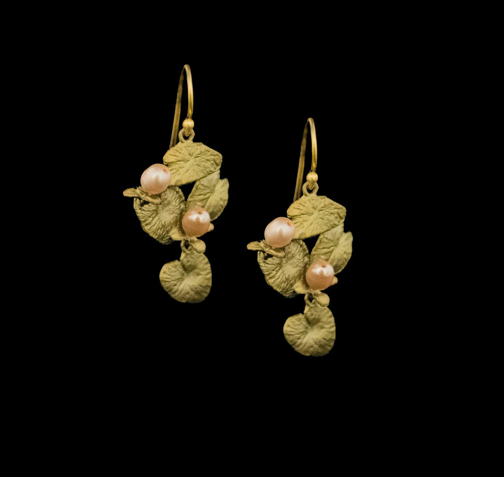 Water Lily Dangle Wire Earrings By Michael Michaud