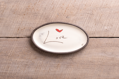 Love - Word Hand Painted Ceramic Mini Oval