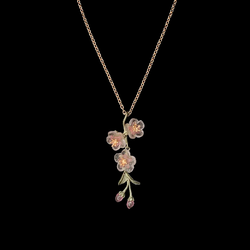 Peach Blossom 16 Inch Adjustable Pendant Necklace by Michael Michaud