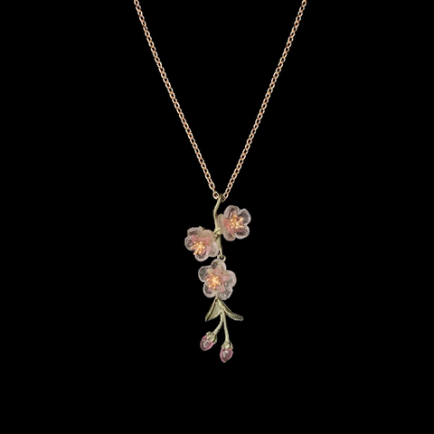 Peach Blossom 16 Inch Adjustable Pendant Necklace by Michael Michaud