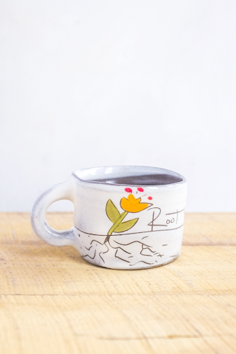 Root to Rise - Orange Hand Painted Ceramic Mini Mug