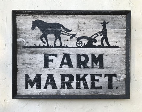 Farm Market (Painted Farmer and Horse) Americana Art