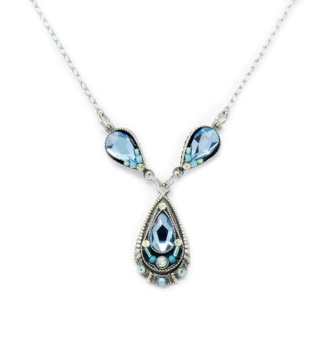 Aqua Drop Pendant Necklace by Firefly Jewelry