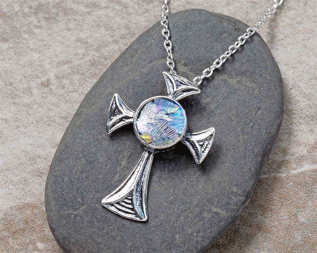Dainty Roman Glass Cross Necklace