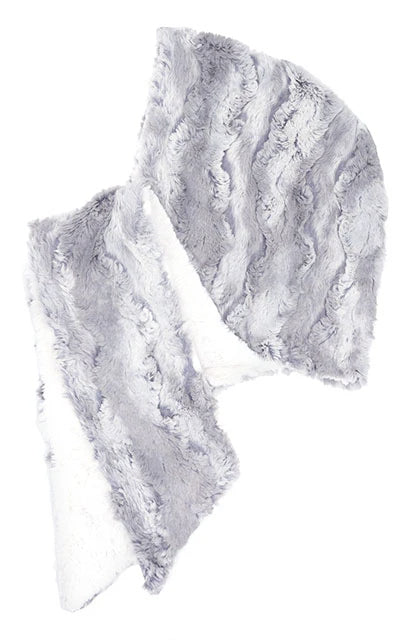 Winter River with Cuddly Ivory Luxury Faux Fur Hoodie Scarf