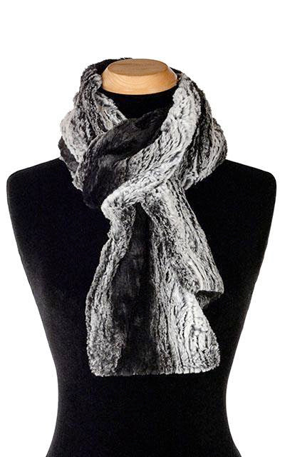 Smouldering Sequoia with Cuddly Black Luxury Faux Fur Scarf