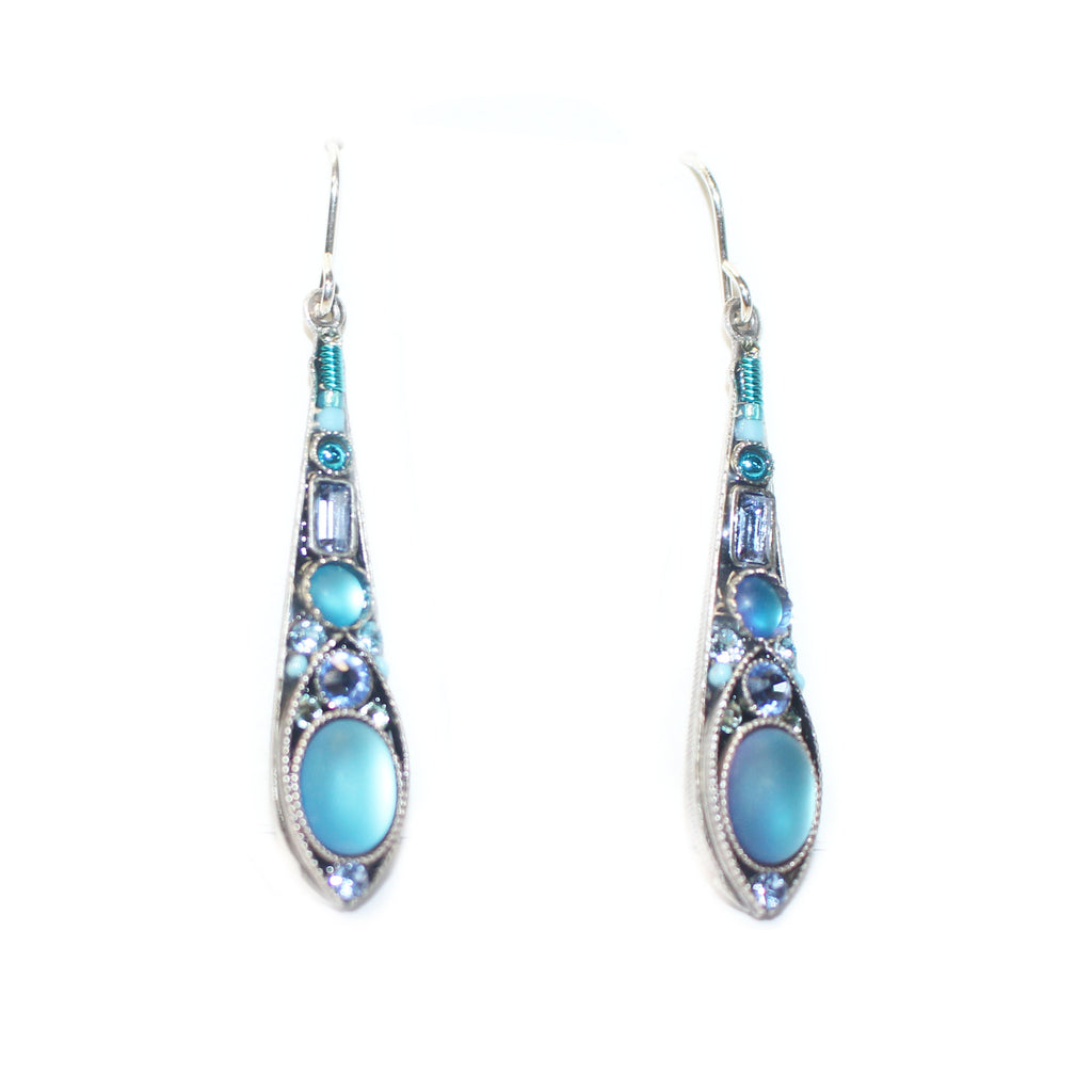 Light Blue Moonlight Extended Long Drop Earrings by Firefly Jewlery