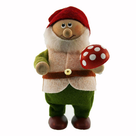 Casual Santa with Mushroom Handcrafted Wooden Ornament