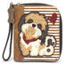 Shih Tzu Zip-Around Wallet in Brown with Brown Stripe by Chala