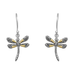Sterling Silver Dragonfly Earrings with 22k Gold Wings