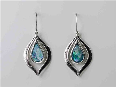 Tear Drop Patina Roman Glass Earrings