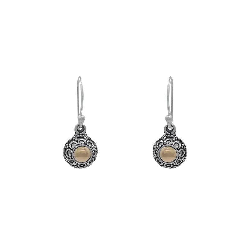Sterling Silver Round with 22k Gold Center Dangle Earrings
