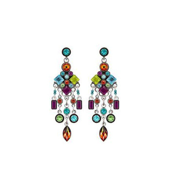 Multi Color Architectural Chandelier Post Earrings by Firefly Jewelry