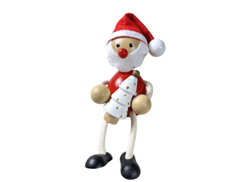 Santa with Christmas Tree Handcrafted Wooden Figure
