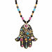 Multi Flower Large Hamsa with Beaded Necklace by Michal Golan