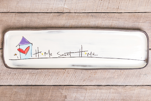 Home Sweet Home Hand Painted Ceramic Long Rectangle Tray