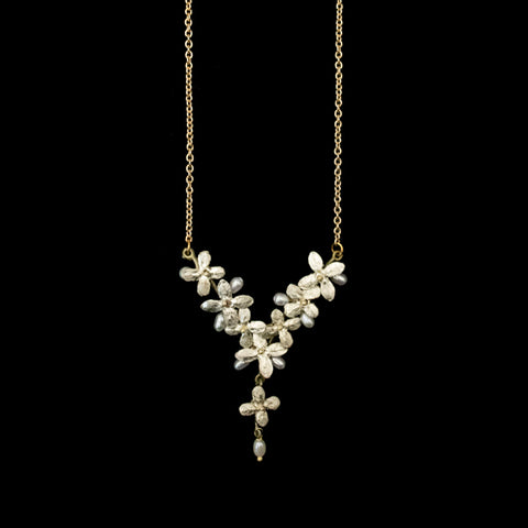 White Hydrangea 16 inch Adjustable Danity Necklace by Michael Michaud