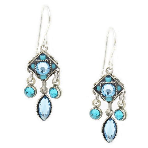 Turquoise Checkerboard Diamond Shape with Drop Earrings by Firefly Jewelry