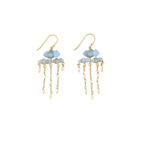 Cloud Statement Wire Earrings with Pearls by Michael Michaud