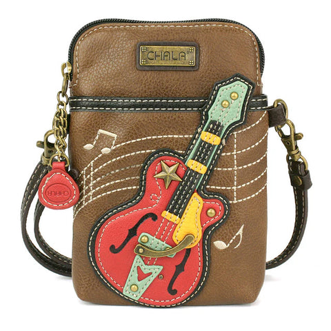 Guitar Cellphone Crossbody in Brown