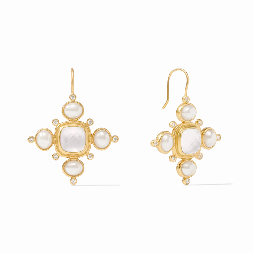 Tudor Earrings in Iridescent Clear Crystal by Julie Vos