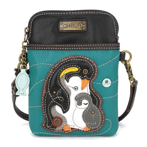 Penguin Cellphone Crossbody in Turquoise