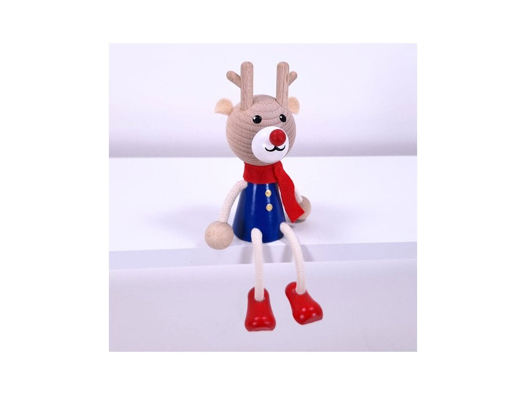 Reindeer Rudolf (Blue) Handcrafted Wooden Figure