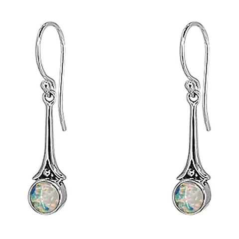 Sterling Silver Dangle Earrings with Opal