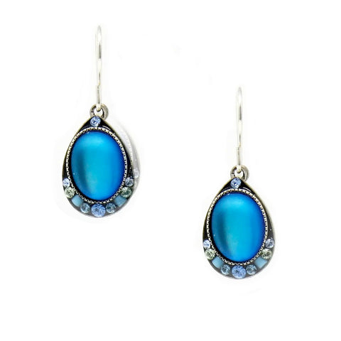 Light Blue Moonlight Simple Drop Wide Earrings by Firefly Jewlery